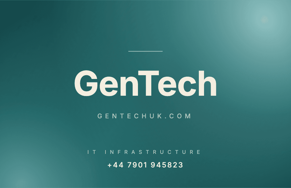 GenTech business card front, printed artwork