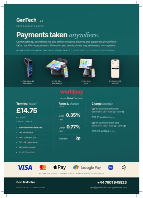 GenTech A5 payments leaflet, printed artwork